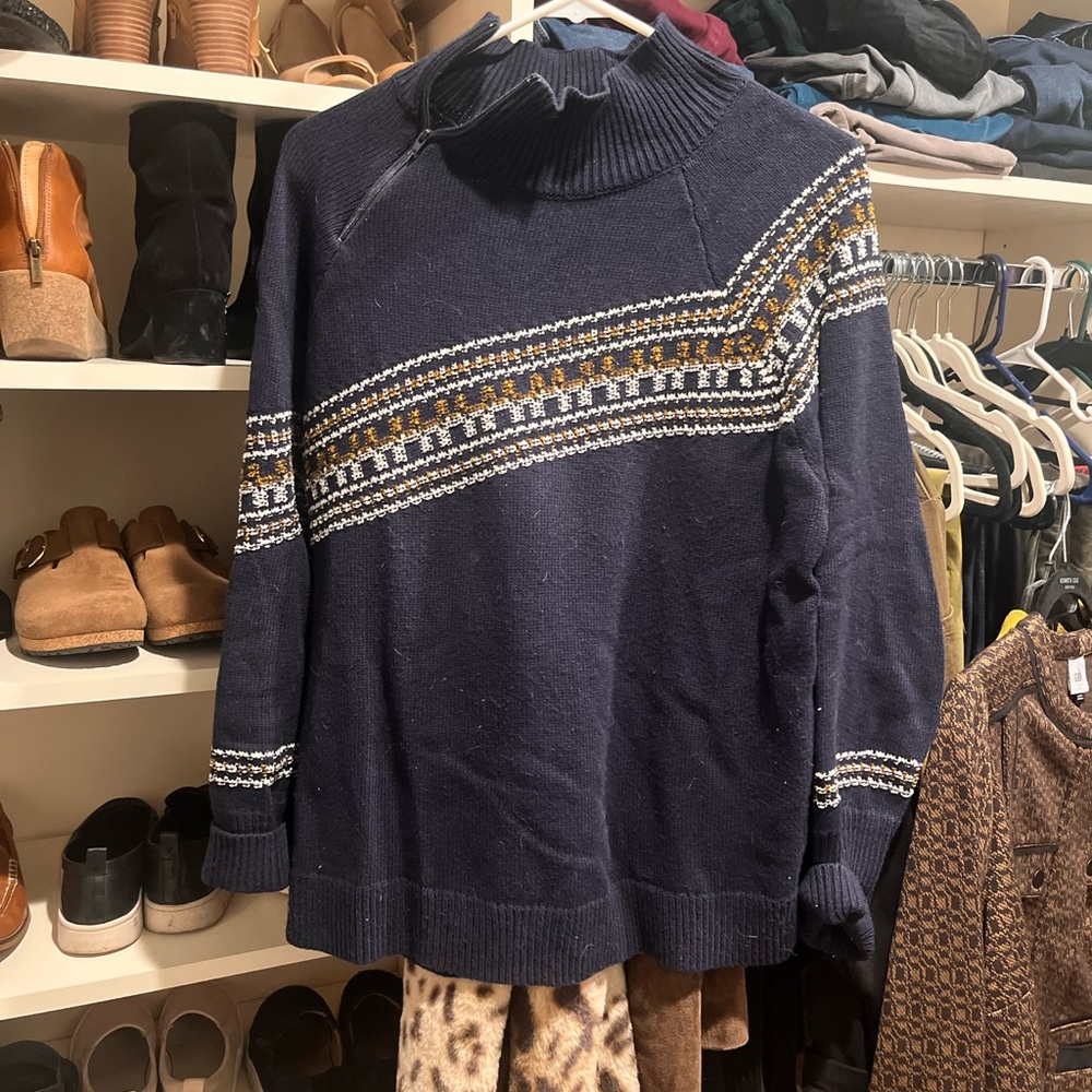 Navy Blue Patterned Men's Sweater